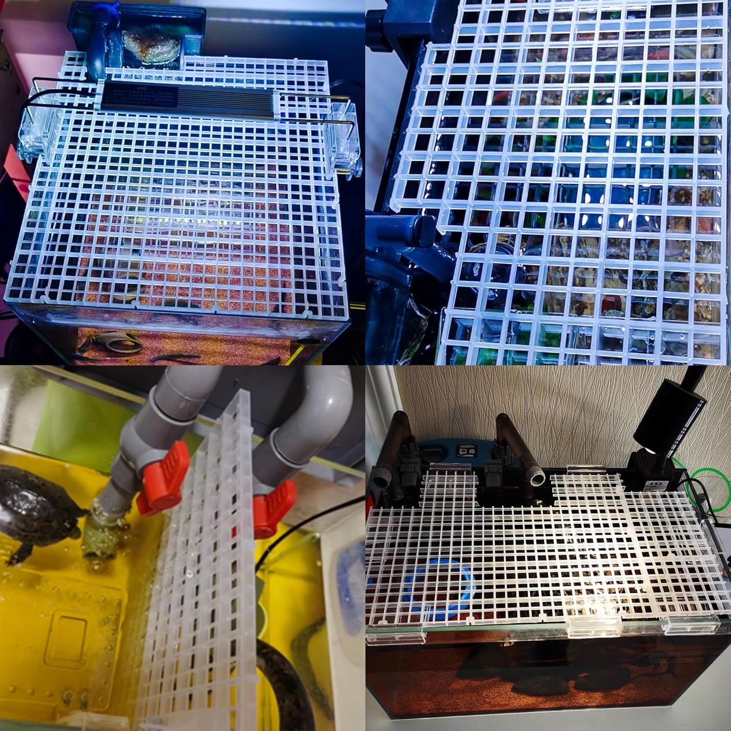 Aquarium Fish Tank Bottom Isolation 8 Pcs, Plastic Egg Crate Grid Divider Tray Egg (L 8pcs)