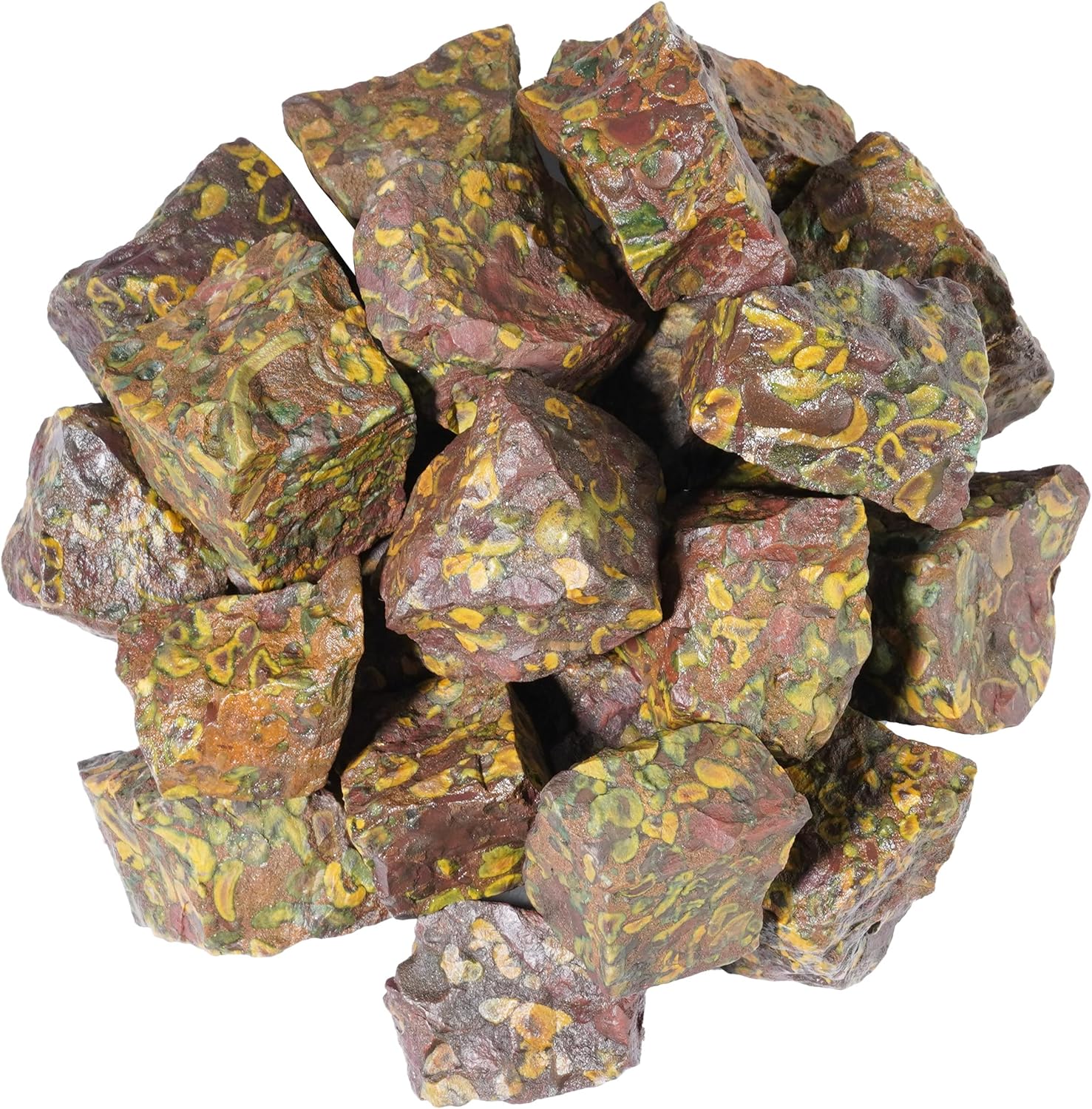 Crocon 1LB Fruit Jasper Rough Bulk Natural Stone Raw Gemstone Tumbling Cabbing Polishing Gem Mining Chakra Balancing Reiki Healing Good Luck Home Office Decor