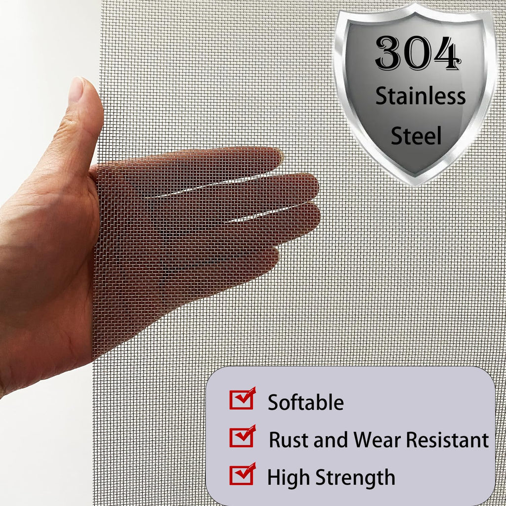 304 Stainless Steel Mesh Screen 20 Mesh Woven Wire Screen for Window Screen,Filter Mesh, Air Vent, DIY Projects, Cage, Garden, Roof Project (4PACK, 8.2"x11.8")