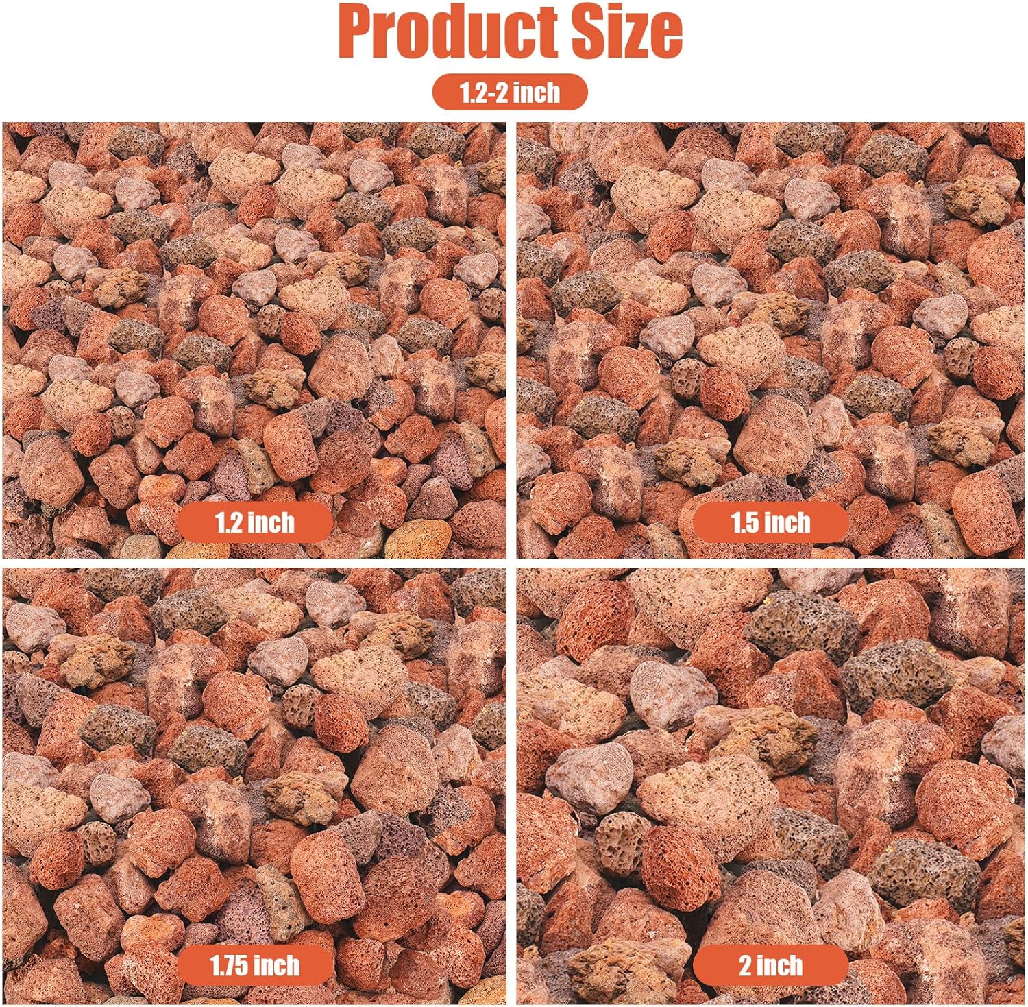 10 Pounds Red Lava Rocks for Fire Pits, Fireplaces, Perfect for Gas Log Sets, Gas Grills, Landscape Design, Suitable for Both Indoor and Outdoor Applications (1.2"-2")