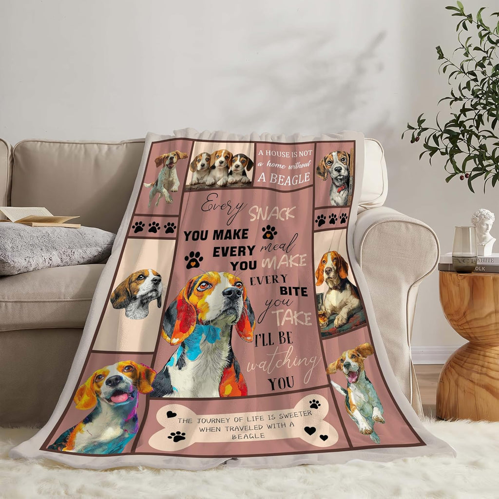 Beagle Throw Blanket Beagle Puppy Stuff Gifts for Dog Lover Kids Girls Boys Adults Women Men Soft Cozy Warm Plush Fluffy Fuzzy Fleece Blanket Decor 60''X80''