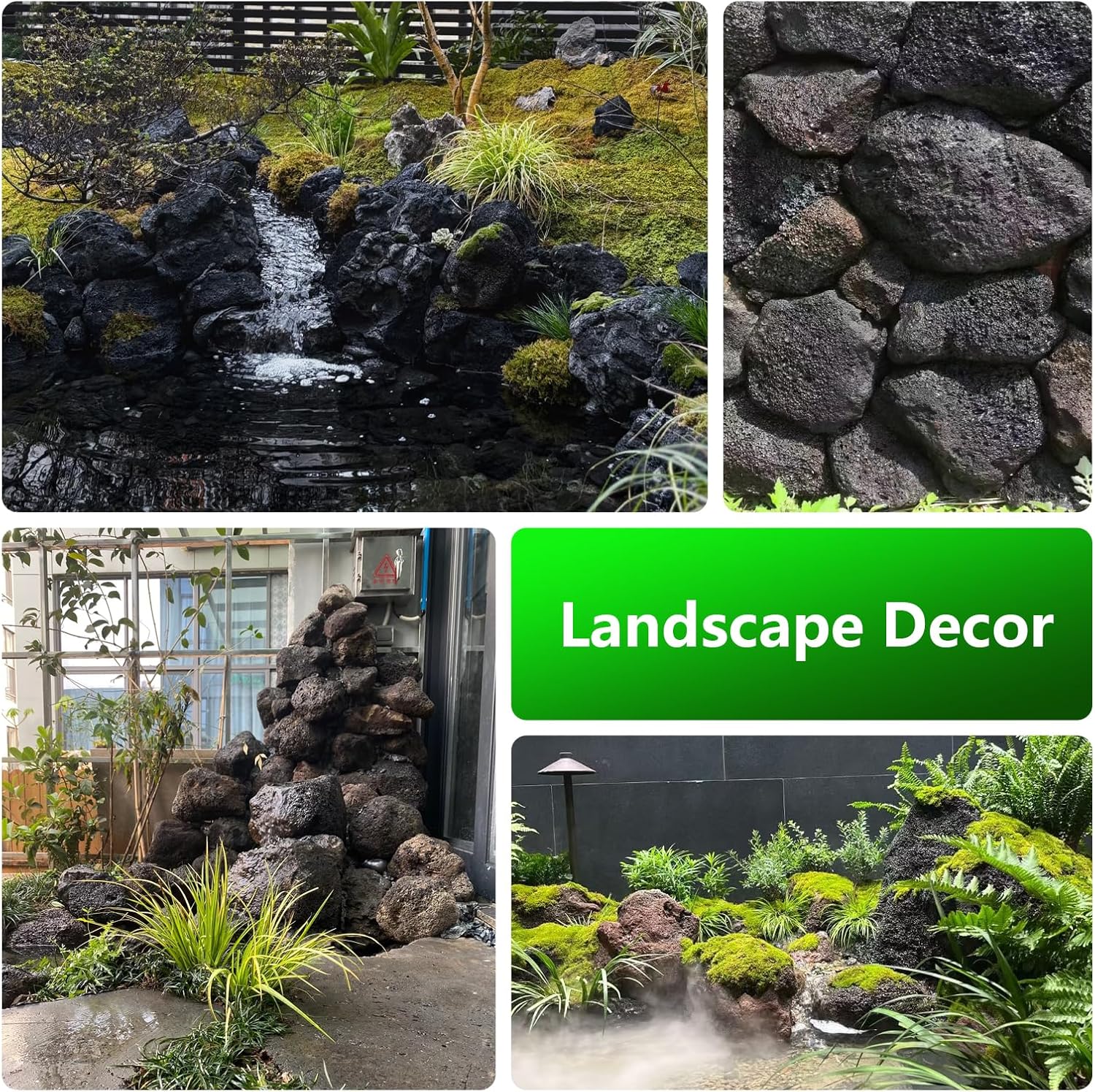 Black Lava Rock Natural Volcanic Stones 4"-6" Aquarium Rocks for Aquascaping,Aquarium Landscaping,Shrimp Tank,Terrariums & Decorative Landscaping-5lb 3pcs