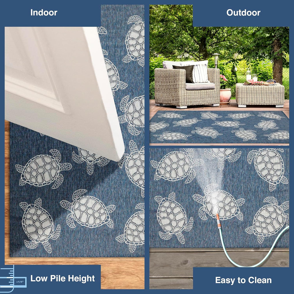Liora Manne Sea Turtles Navy Indoor Outdoor Area Rug, 3'3" x 4'11"