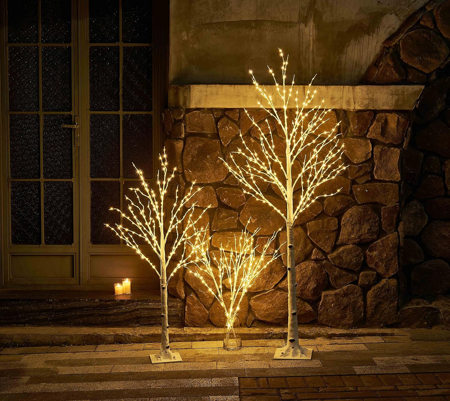 BAOLITVINE Birch Tree with Lights 4FT 200 Fairy Lights, Lighted Trees for Home Fireplace Room Party Thanksgiving Christmas Decoration Inside Outdoor