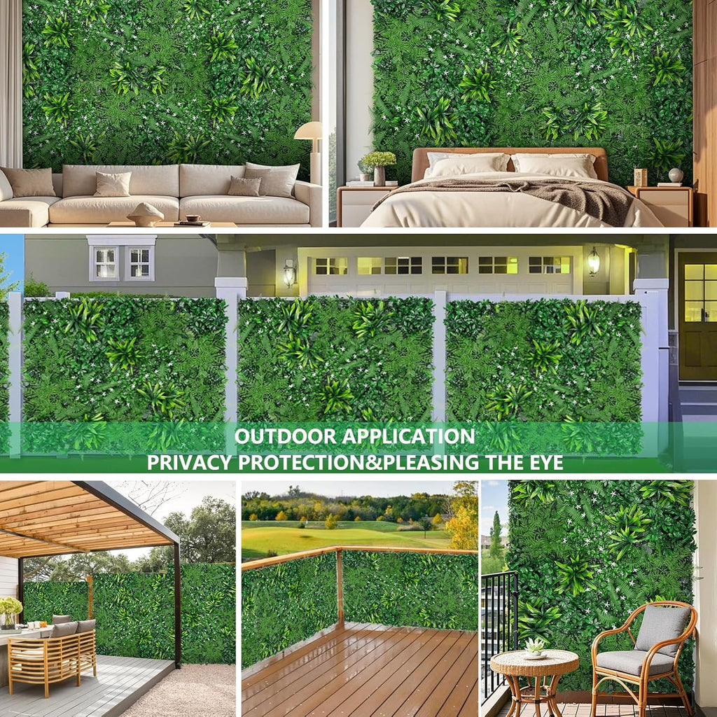 Grass Wall, Artificial Boxwood Panels 40"x120"(33.33 SQFT), Privacy Hedge Fence Screen with UV Protection, Greenery Backdrop for Indoor Home Wedding Decor and Outdoor Garden Backyard
