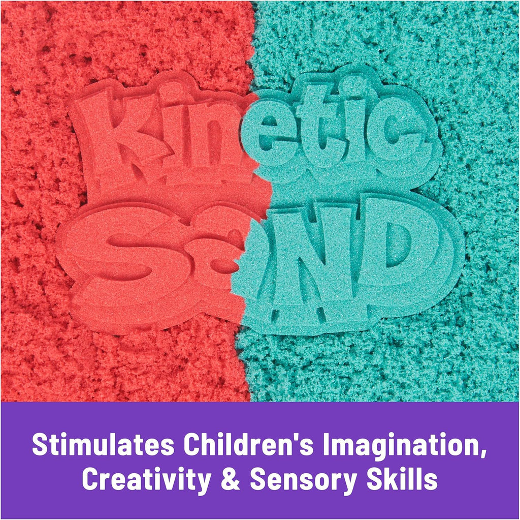 Kinetic Sand Mold n’ Flow with 1.5lbs Red & Teal Play Sand, 3 Tools, Sensory Toys, Holiday Gifts & Stocking Stuffers for Kids Ages 3 and up