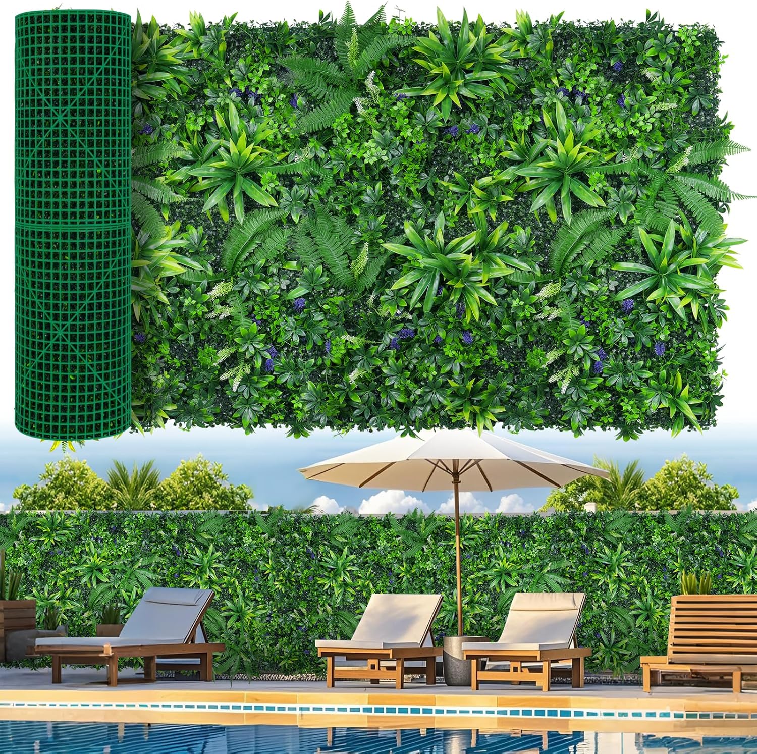 Artificial Boxwood Roll Panels, Grass Wall Panels 40"x120"(33.33 SQFT), Privacy Hedge Fence Screen with UV Protection, Fake Greenery Backdrop for Indoor Wedding and Outdoor Garden Backyard