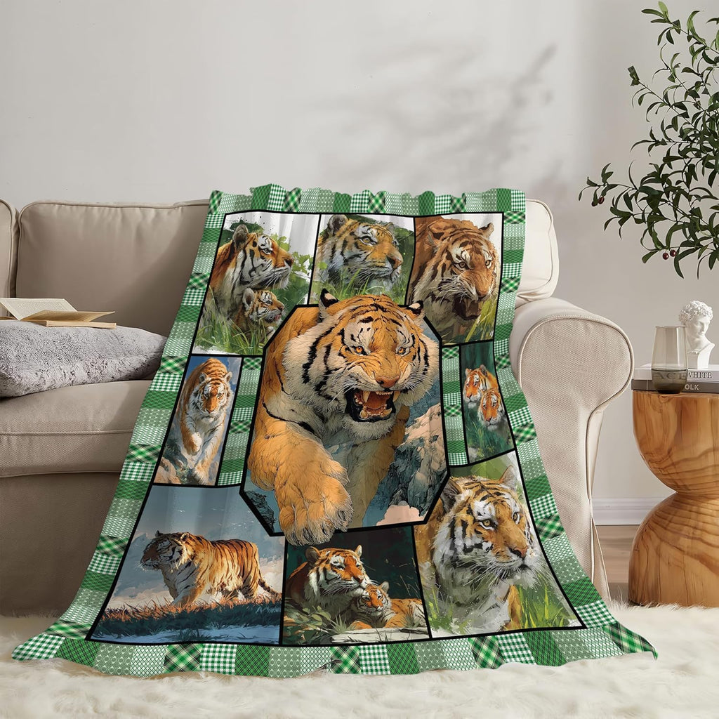 Tiger Throw Blanket Tiger Stuff Gifts for Kids Girls Boys Adults Women Men Soft Cozy Warm Plush Fluffy Fuzzy Fleece Blanket Decor 60''X80''