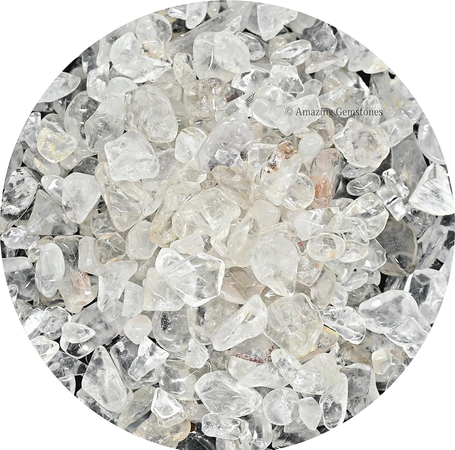 Amazing Gemstone Clear Quartz Crystal Chips Aquarium Gravel Rocks - 1000+ Carat Clear Quartz Chips Bulk Fish Tank Gravel, Small Tumbled Stone Chips and Tiny Crystals for Decoration (Natural AAA Grade)