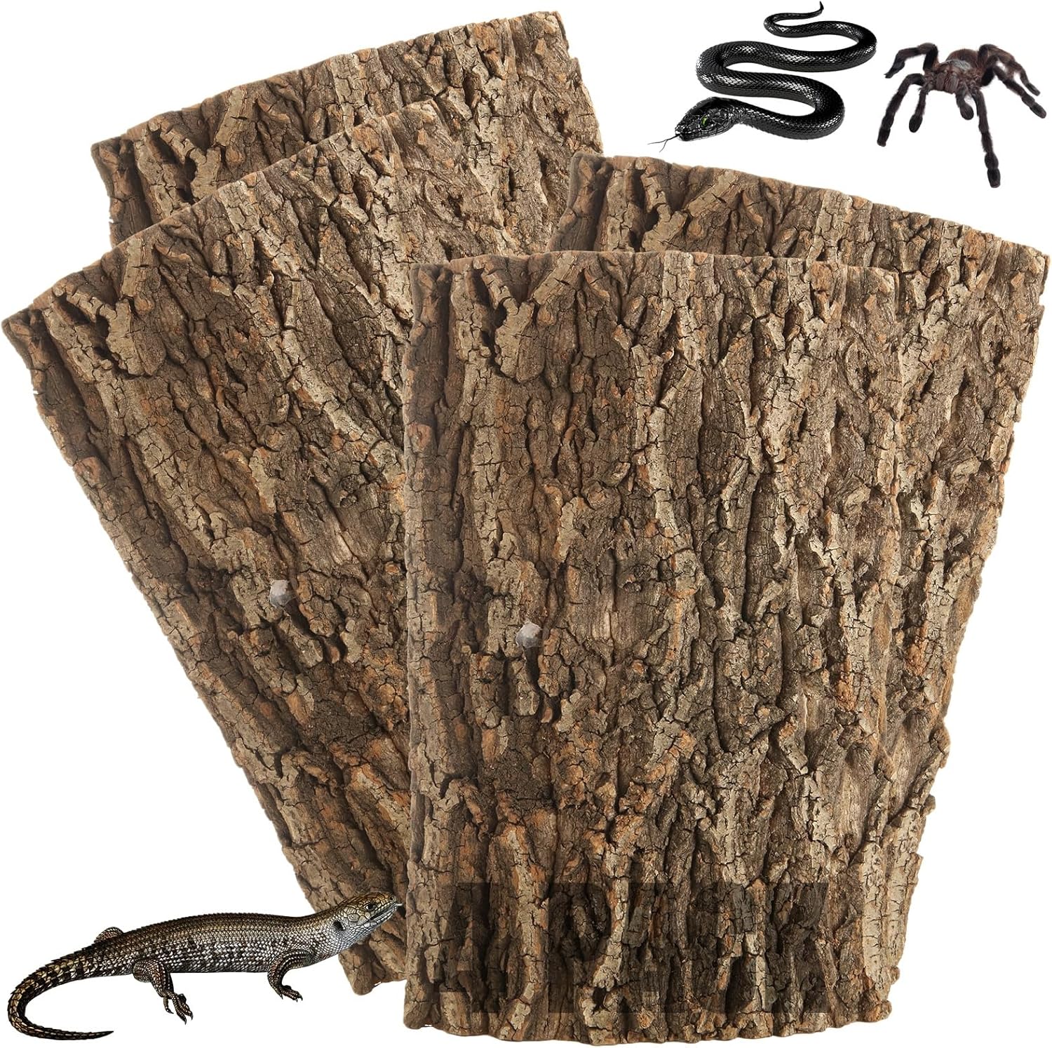 RHBLME 4 Pack Cork Bark, 11.8" L x 7.8" W Cork Bark for Reptiles, Cork Bark for Terrarium, Reptile Tank Background Terrarium Backdrop Wall Decor Natural Reptile Climbing Mat