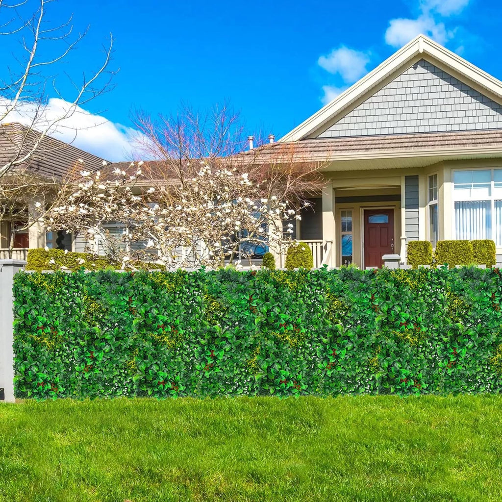 Grass Wall, Artificial Tropical Boxwood Panels 20"x20"(8pcs), Privacy Hedge Fence Screen with UV Protection, Greenery Backdrop for Indoor Home Wedding Decor and Outdoor Patio Backyard