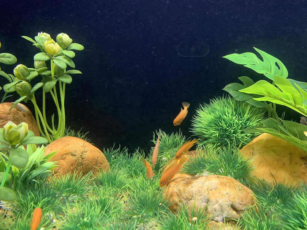 BEGONDIS Artificial Green Water Plants Flower Set 18 Pcs, Fish Tank Aquarium Decorations, Made of Soft Plastic