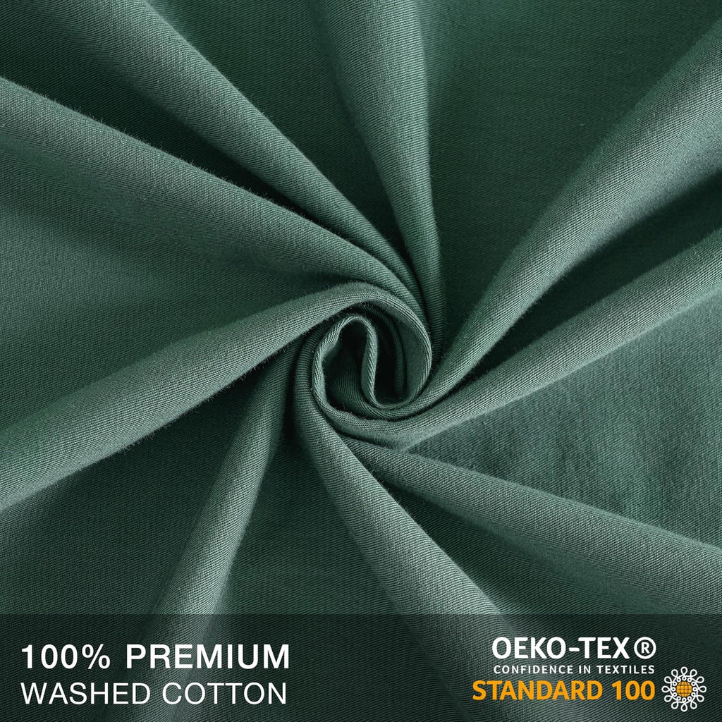 JELLYMONI Pillowcases Standard Set of 2 Cotton Envelope Pillow Covers Dark Green 20×26in Bed Pillow Cases 100% Washed Cotton Soft Breathable (Pillows are not Included)