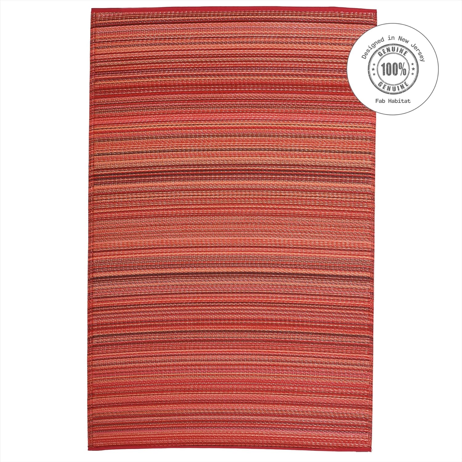Fab Habitat Outdoor Rug - Waterproof, Fade Resistant, Crease-Free - Premium Recycled Plastic - Striped - Porch, Deck, Balcony, Mudroom, Laundry Room, Patio - Cancun - Sunset - 3 x 5 ft