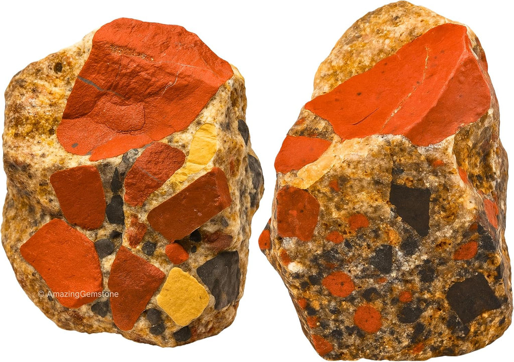 Amazing Gemstone 2 Pieces Spotted Jasper Raw Crystals and Healing Stones, Natural Rocks for Tumbling and DIY Raw Stones and Crystals