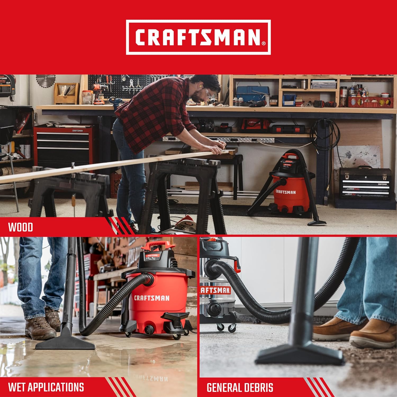 CRAFTSMAN CMXZVBE38779 Genuine General Purpose and Wet Application Wet Dry Vac Replacement Vacuum Filters for Most 5 to 20 Gallon CRAFTSMAN Shop Vacuums, Easy Installation, Liquid and Dry Pick-ups