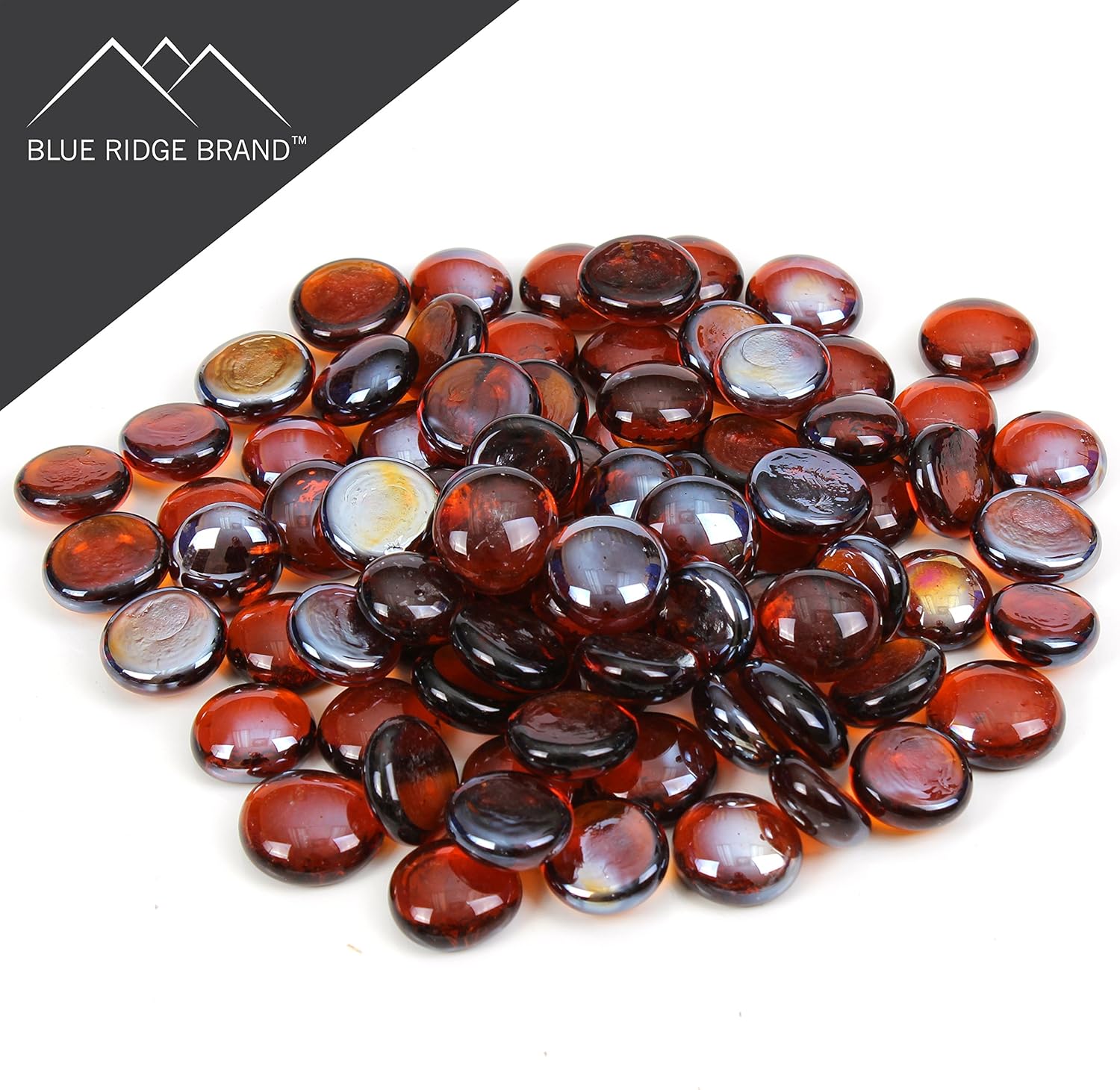 Reflective Fire Pit Glass Beads - Professional Grade Fire Glass for Fire Pit - 3/4" Firepit Glass Rock - Glass Stones - Gas & Propane Fireplace Glass (20 Pound, Dark Amber)
