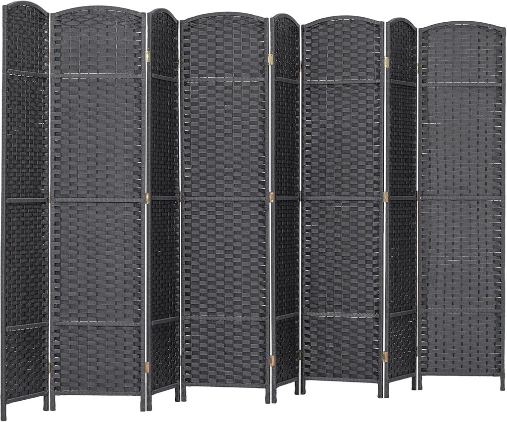 HOMCOM Room Divider, 8 Panel Folding Privacy Screen, 5.6' Tall Freestanding Partition for Home Office, Bedroom, Charcoal Gray