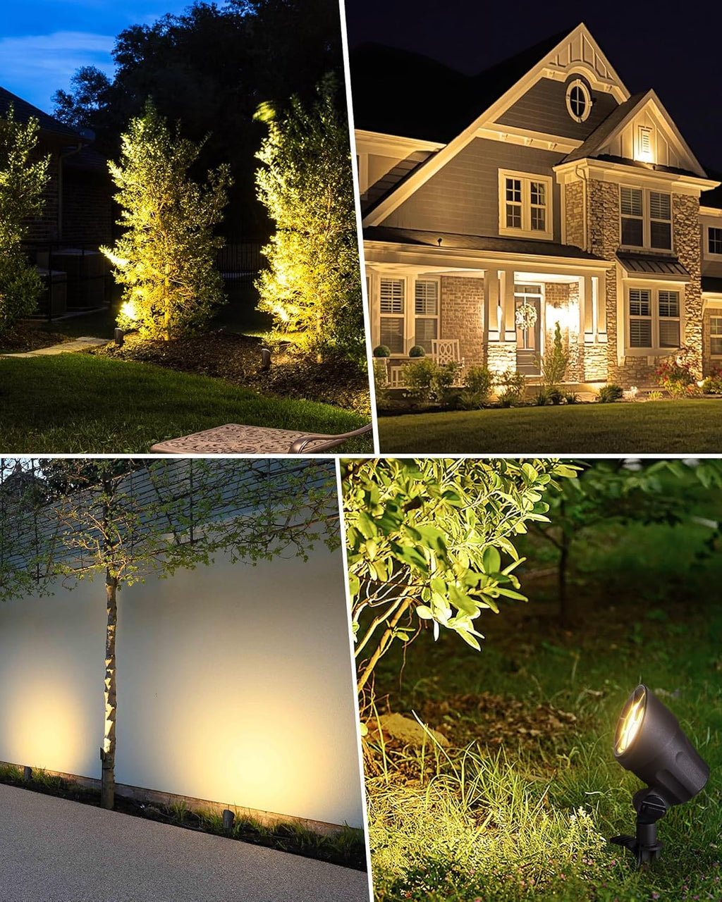 SUNVIE 6W Low Voltage Landscape Lighting LED Landscaping Lights Warm White Low Voltage Lighting Waterproof Landscape Spotlights with Connectors Spot Lights Outdoor for Tree Wall Pathway Yard, 4 Pack