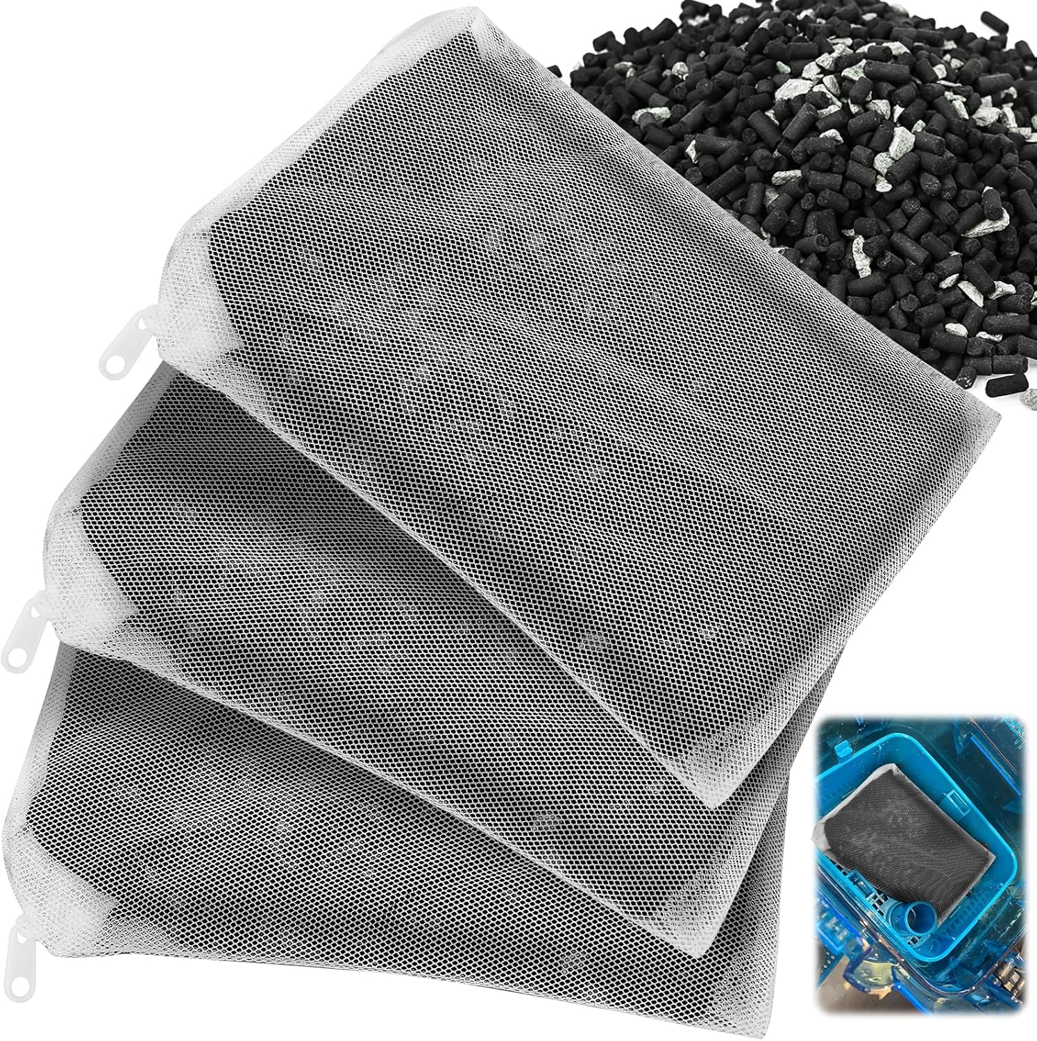 3 Pack 8 Oz Pro-C Mixed Aquarium Canister Filter Media Bag (Activated Carbon + Zeolite) for Penn-Plax Cascade Filter Parts, Also fits Eheim ECCO, Eheim Pro/Pro II, AquaClear 500 and FilStar Canisters
