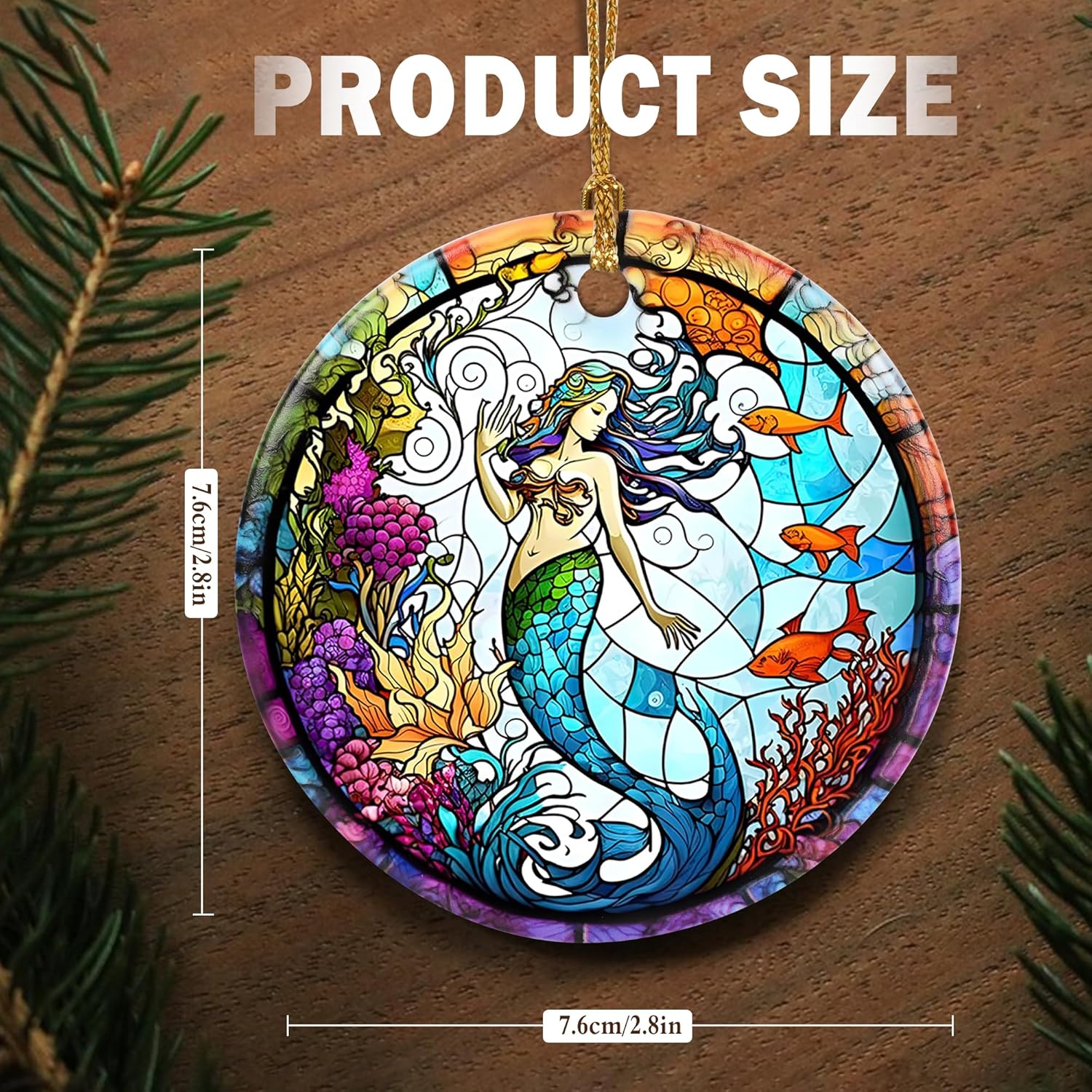Touber Christmas Ornament, Christmas Decoration, Holiday Present Idea, Heirloom Keepsake, Round Ceramic, Gift Exchange, Gift Idea, Mermaid