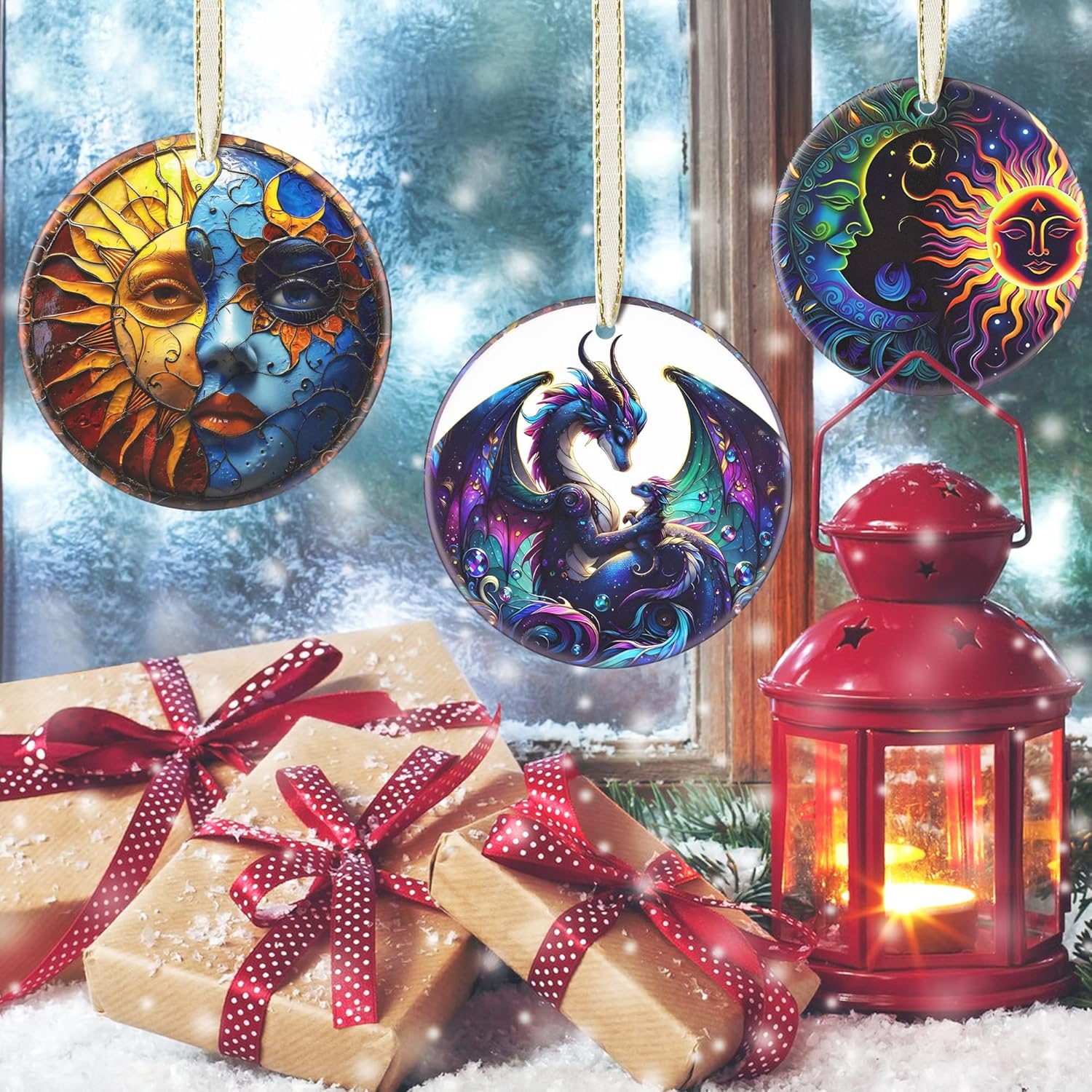 Dragon 2025 Christmas Tree Ornaments - Round Ceramic, Holiday Decor, Beautiful Gift Idea for Christmas Decorations