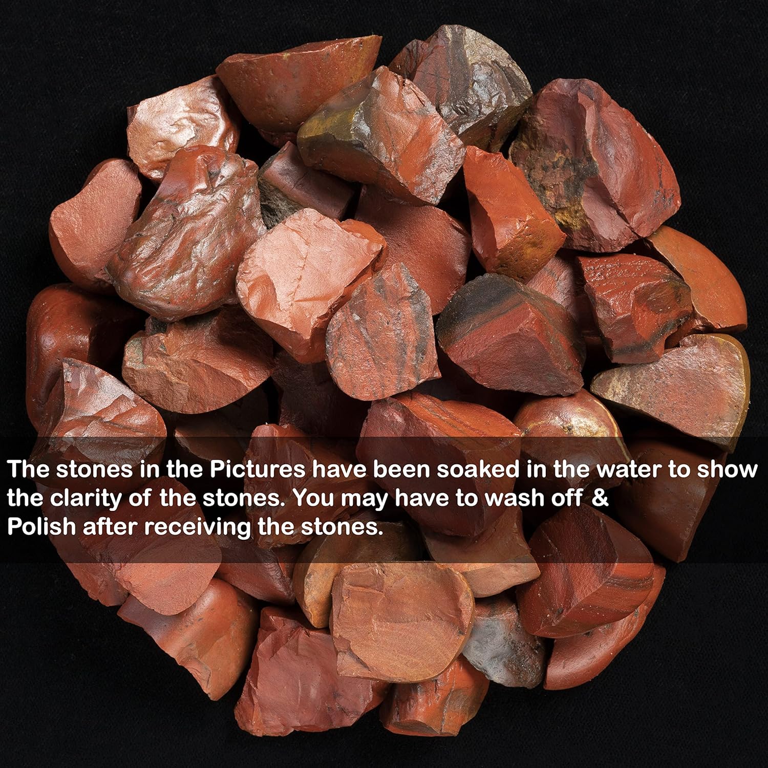 Crocon 2LB Red Jasper Bulk Raw Rough Rock Natural Stones Tumbling Cabbing for Chakra Stone Balancing Reiki Healing Good Luck Spiritual Home Interior Office Décor