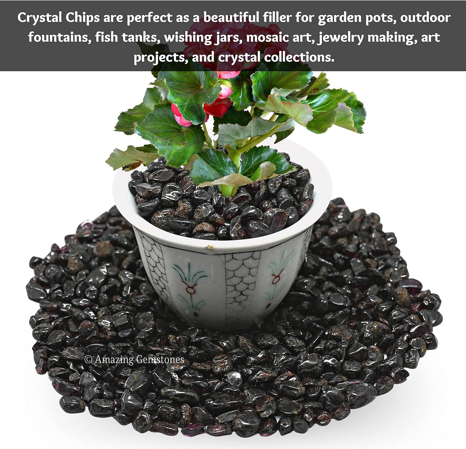 Amazing Gemstone Garnet Crystal Chips Aquarium Gravel Rocks - 1000+ Carat Garnet Chips Bulk Fish Tank Gravel, Small Tumbled Stone Chips and Tiny Crystals for Decoration (Natural AAA Grade Gemstones)