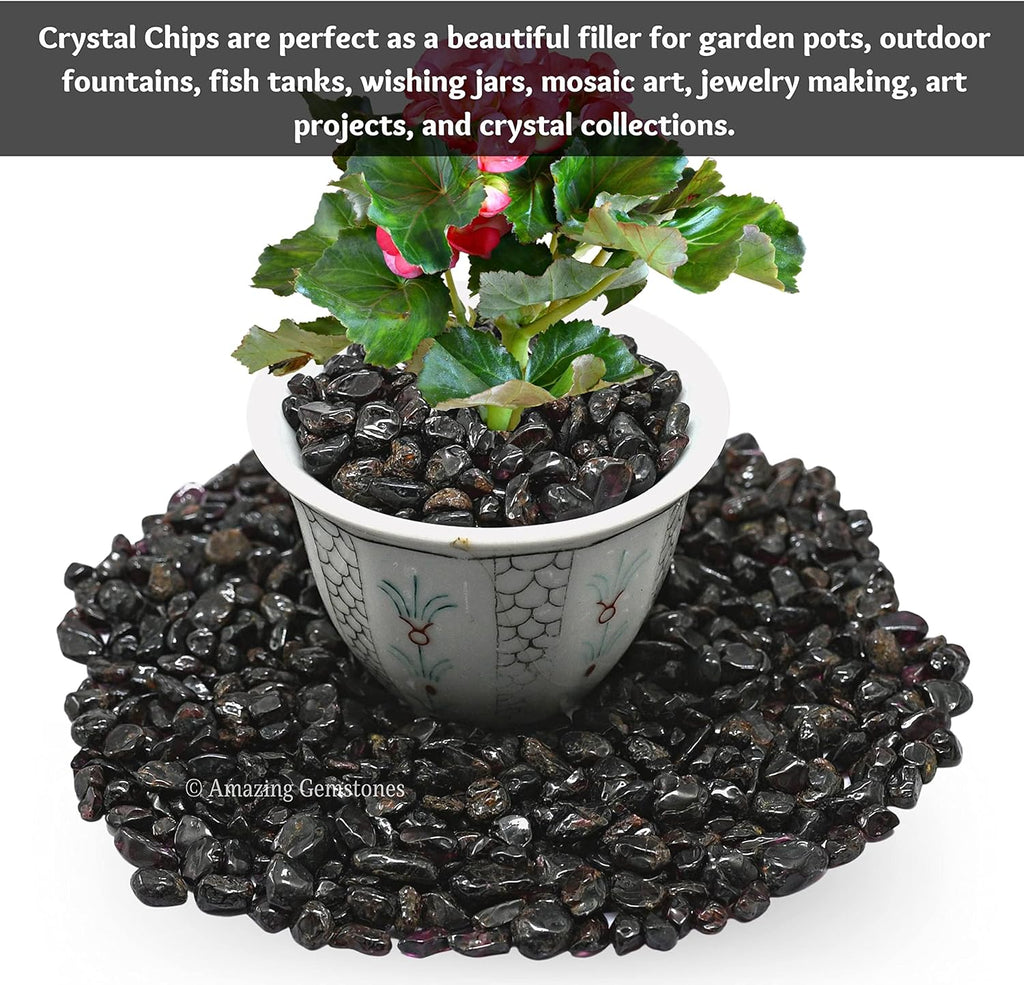 Amazing Gemstone Garnet Crystal Chips Aquarium Gravel Rocks - Natural AAA Grade Gemstones, Small Tumbled Stones and Tiny Crystals for Decoration (Bulk Fish Tank Gravel)