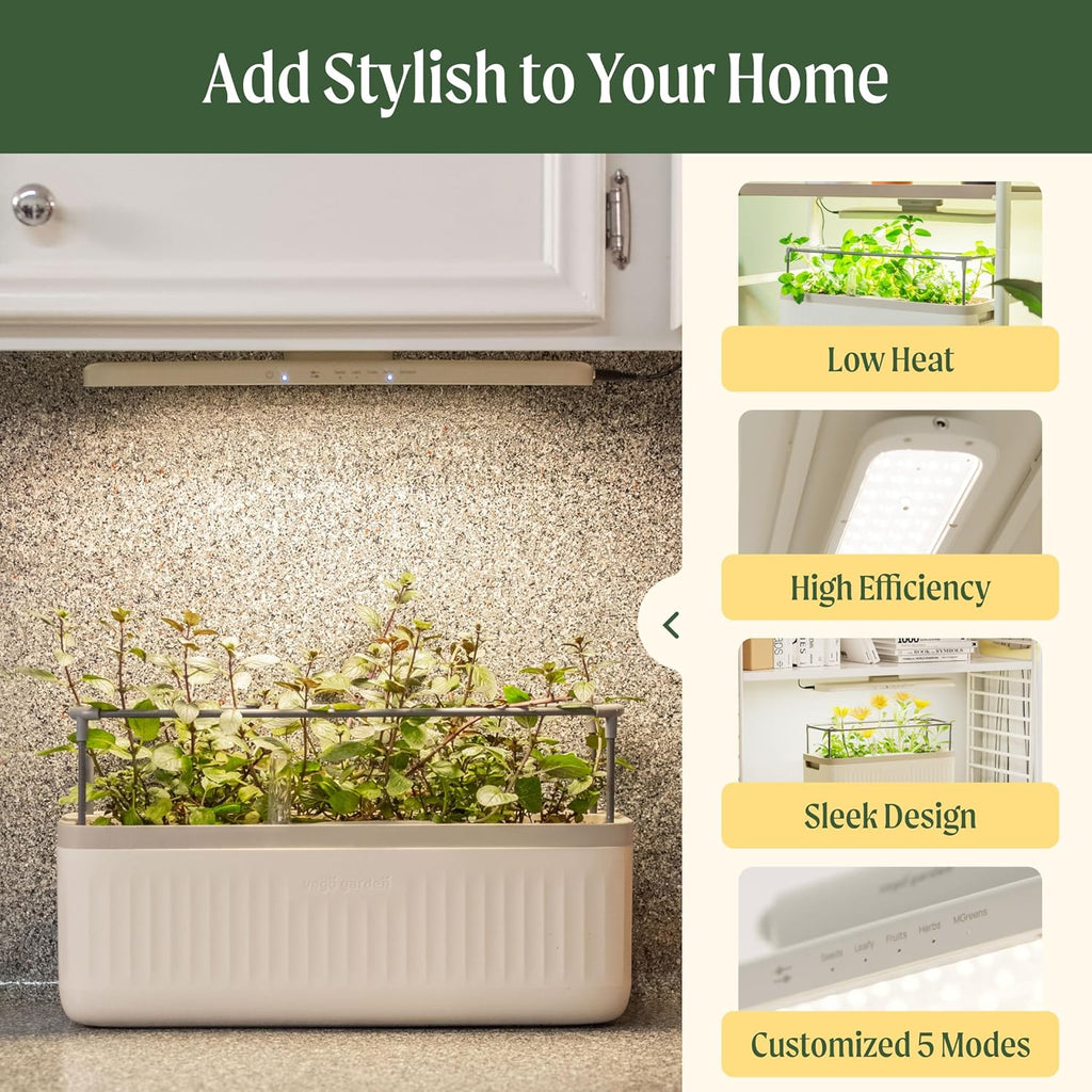 Vego Garden Grow Lights for Indoor Plants, Full Spectrum LED Grow Light with Customized 5 Modes for Seed Starting, Leafy, Herbs, Fruits & Microgreens, 3 Packs