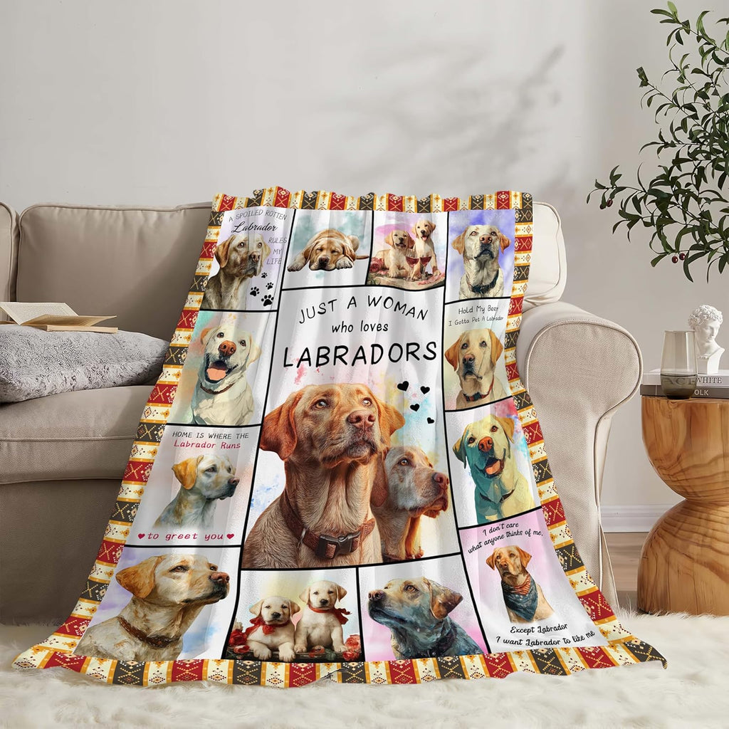 Labrador Throw Blanket Labrador Puppy Stuff Gifts for Dog Lover Kids Girls Boys Adults Women Men Soft Cozy Warm Plush Fluffy Fuzzy Fleece Blanket 60''X80''