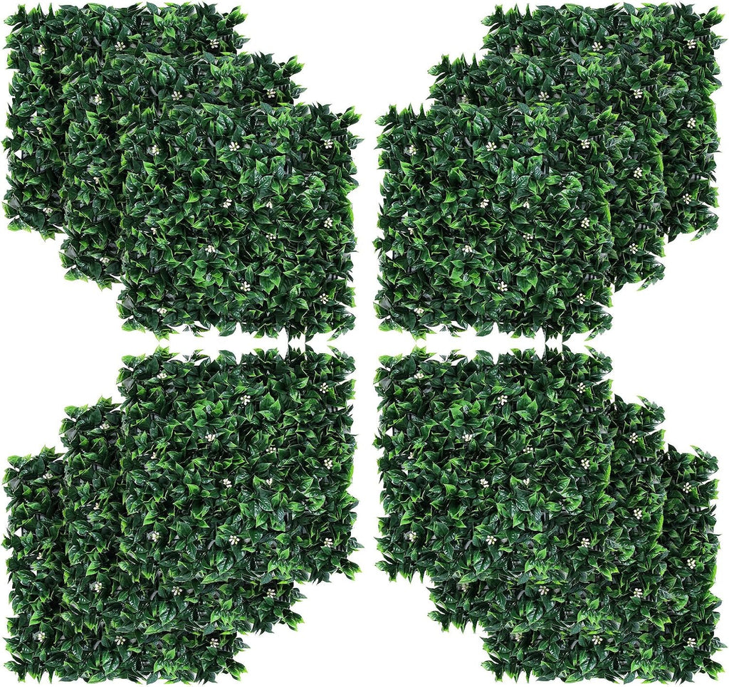 GarveeLife Artificial Grass Wall Panels 20"x20", 12 Pcs Hedge Panels with 50 Zip Ties, Sun Proected Privacy Fence Screen Fake Greenery Backdrop for Outdoor Indoor Garden Birthday Wedding Decor