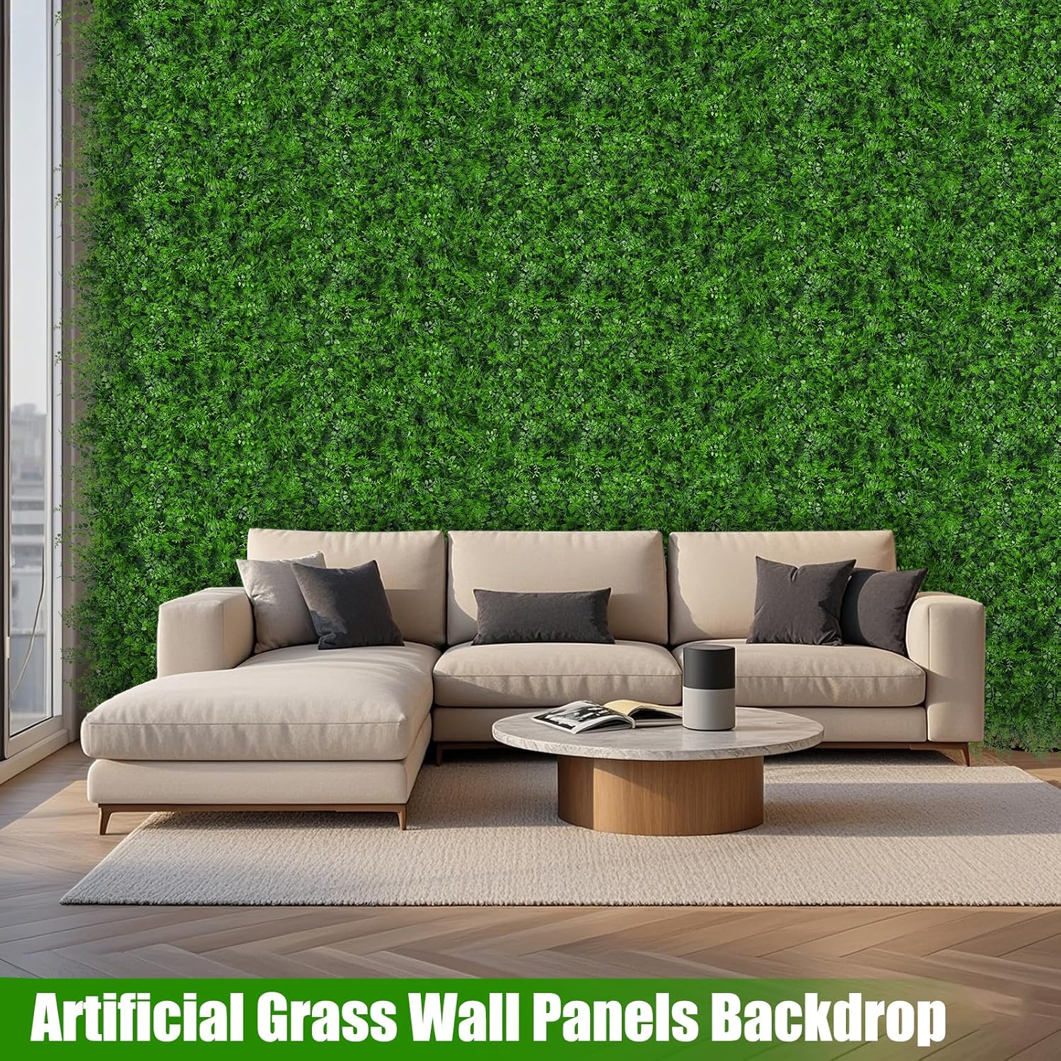 20"x20" 8pcs Grass Wall Panels, Artificial Fern Grass Backdrop with UV Protection, Fake Greenery Plant Boxwood Panels, Green Wall Decor for Outdoor Indoor Patio Garden Backyard