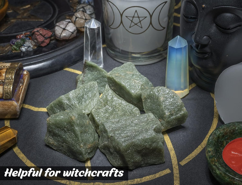 Crocon 1LB Green Aventurine Rough Bulk Natural Stone Raw Gemstone Tumbling Cabbing Polishing Mining Meditation Chakra Balancing Reiki Healing Good Luck Gift Home Office Decor