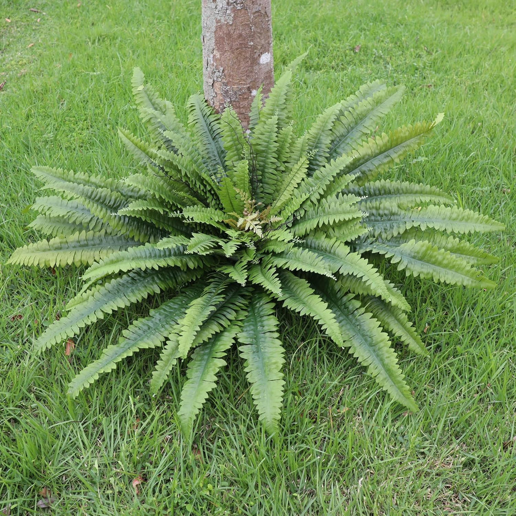 Artificial Ferns for Outdoors Large, 50" Fake Fern with Fruitlet & Vines, 98 Fronds Lifelike UV Resistant Faux Greenery Plants Ideal for Planters Porch Garden Hall Home Indoor Decor, Hanging or Potted