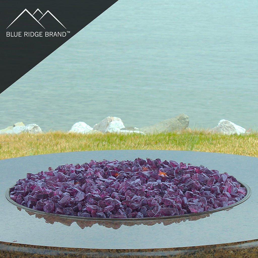Fire Pit Glass - Fire Glass for Fire Pit - Firepit Glass Rock - Glass Stones - Fire Pit Glass Rocks - Gas & Propane Fire Pit & Fireplace Glass (50 Pound, Purple)