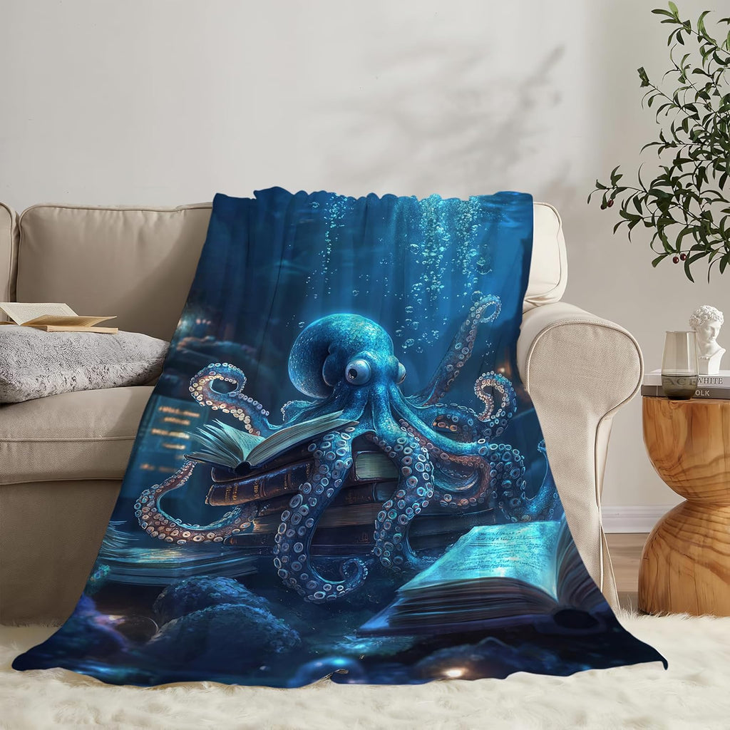Octopus Throw Blanket Ocean Octopus Stuff Gifts for Kids Girls Boys Adults Women Man Soft Cozy Warm Plush Fluffy Fuzzy Fleece Blanket Decor 60''X80''