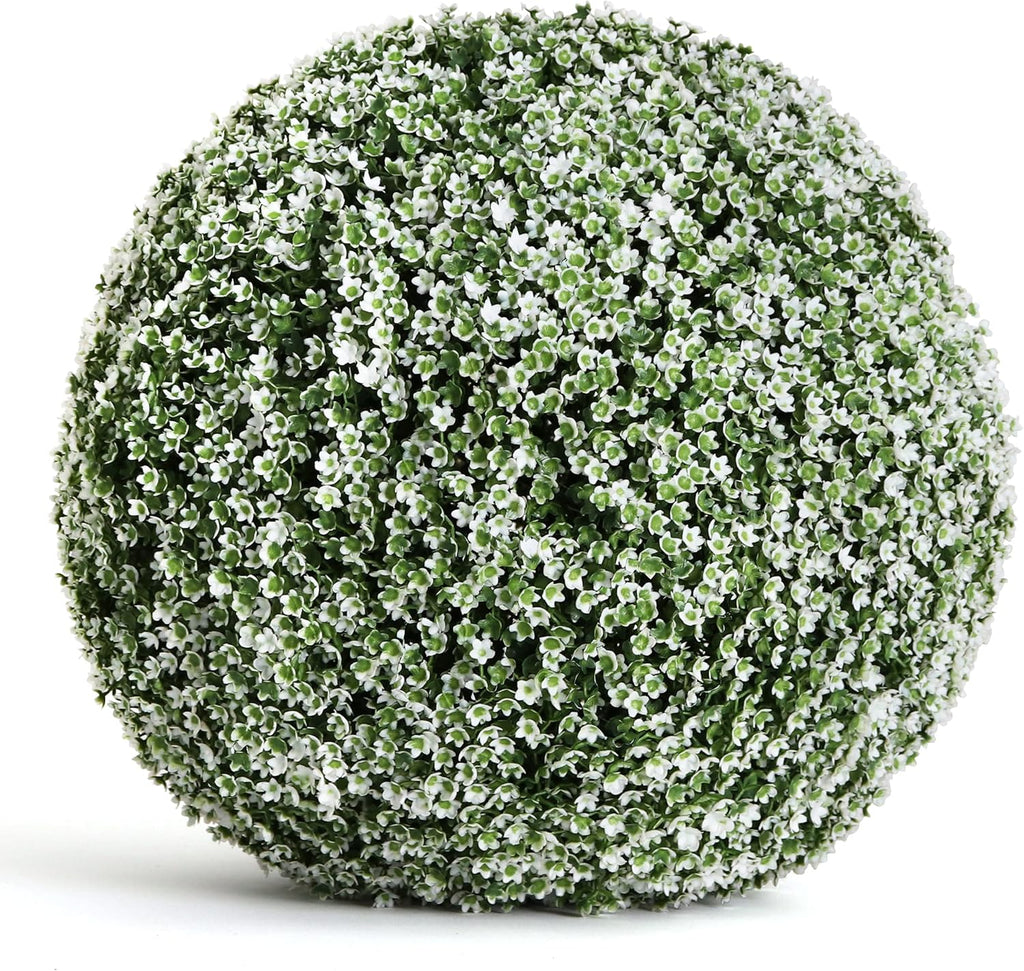 3rd Street Inn Large Baby's Breath Topiary Ball - Artificial Plant Set - Indoor/Outdoor Wedding Party Decor - Faux Foliage Garden Sphere - Tree and Bush Substitute (15")