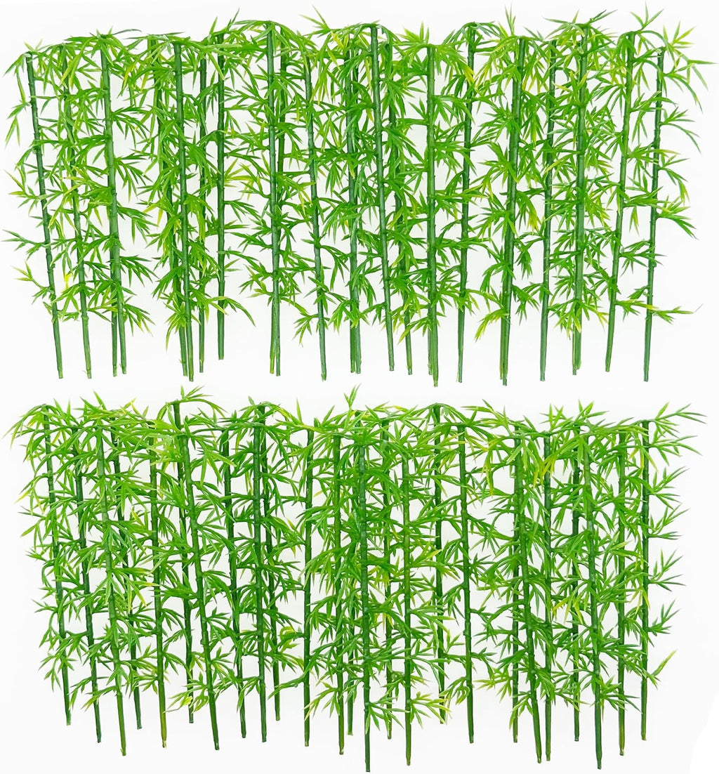 Woohome Model Miniature Bamboo Trees, Green Plastic Bamboo Trees for Building Model, Home Miniature Landscape Landform Diorama Project, 50 PCS, 3.94’’