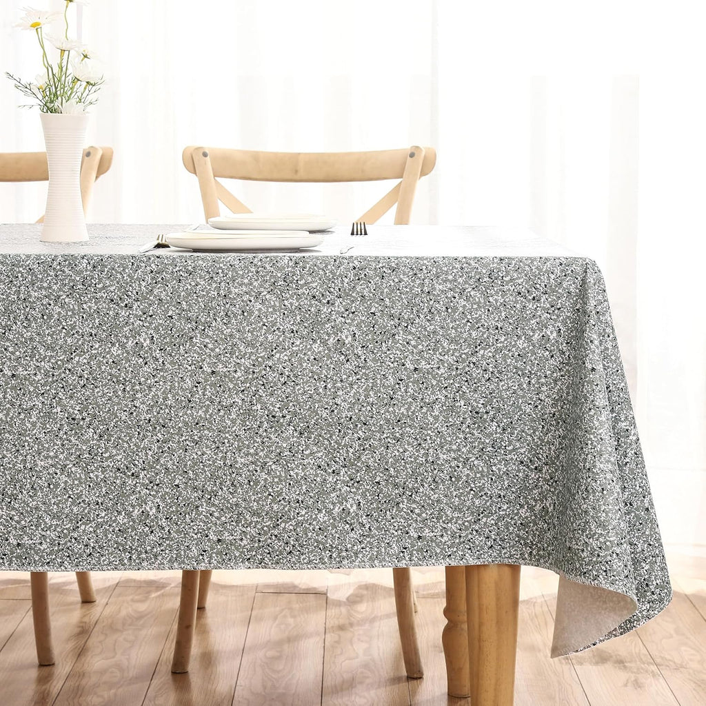 Walrus Heavy Duty Vinyl Tablecloth with Flannel Backing Waterproof Oil-Proof Plastic Table Cloth Stain-Resistant Wipeable Rectangle or Square Table Cover for Indoor and Outdoor (Grey, 60X84 Inch)