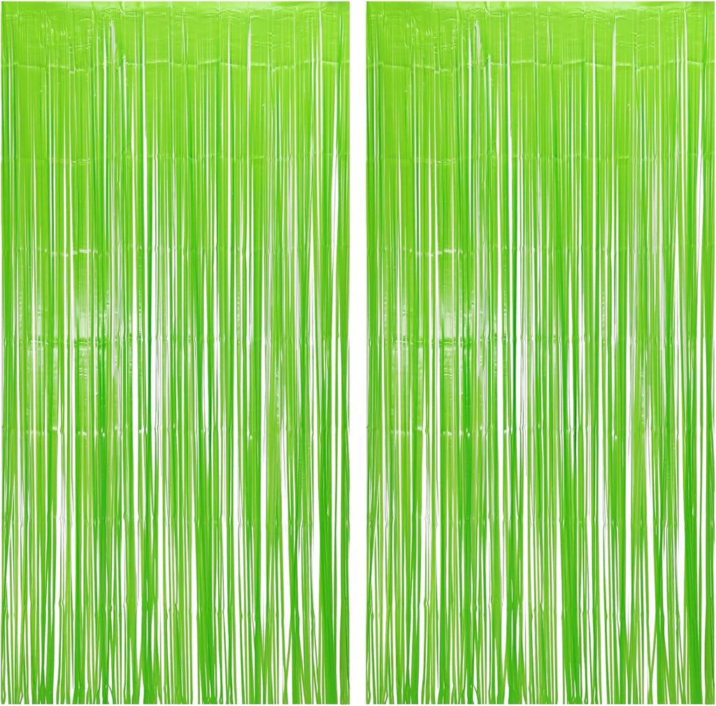 BRAVESHINE Pastel Green Streamers Party Backdrop Decoration - Tinsel Curtain Foil Fringe Backdrop for Birthdays/Dinosaur/Lime Green Frog Theme/Wizard/Christmas Decorations - 3.2ft X 8.2ft