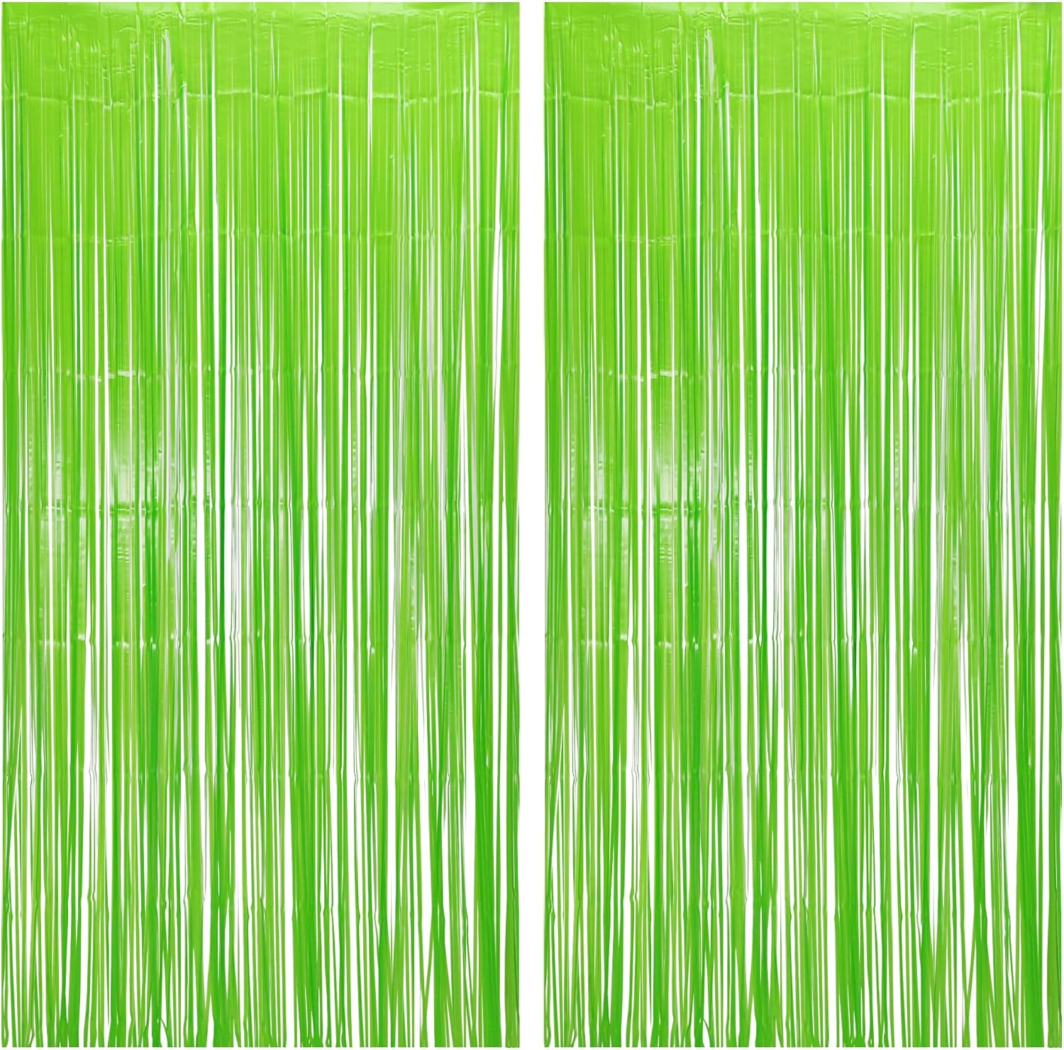 BRAVESHINE Pastel Green Streamers Party Backdrop Decoration - Tinsel Curtain Foil Fringe Backdrop for Birthdays/Dinosaur/Lime Green Frog Theme/Wizard/Christmas Decorations - 3.2ft X 8.2ft