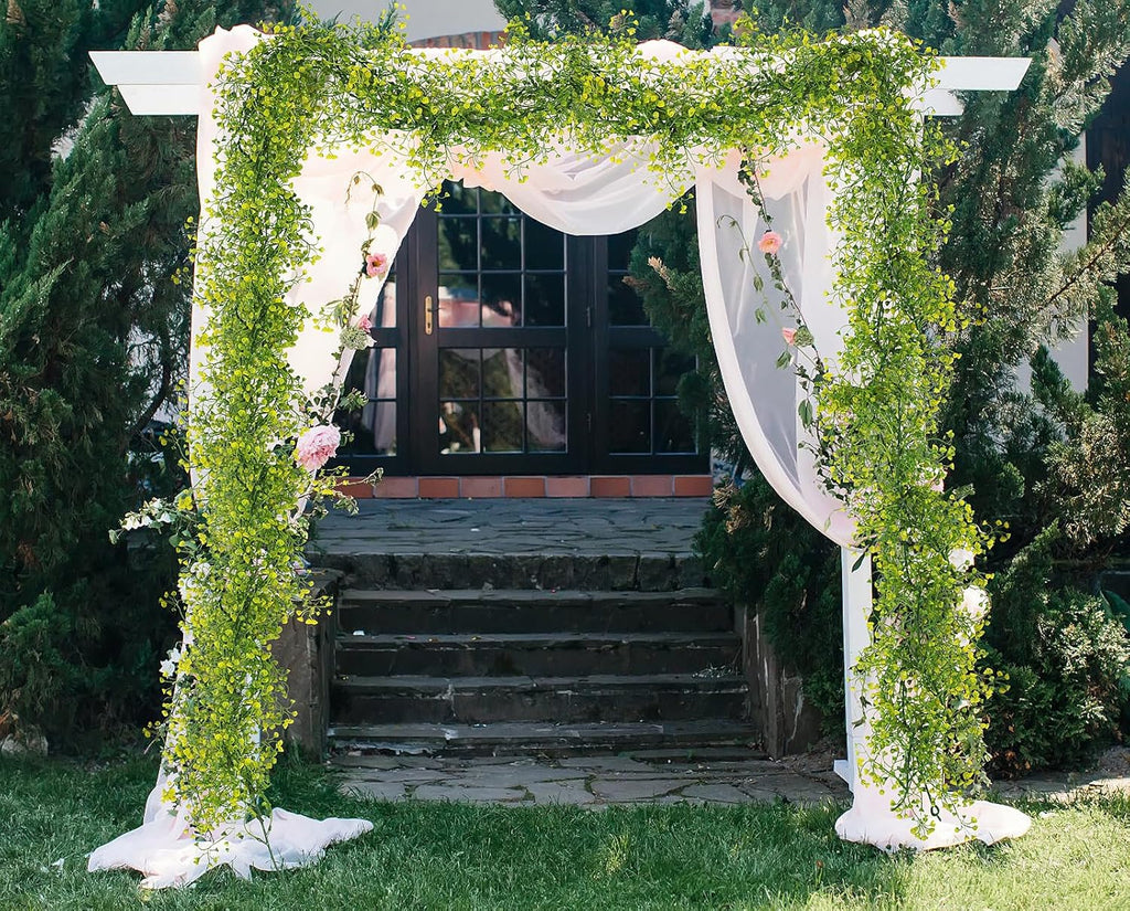 RECUTMS Artificial Hanging Plant 2Pcs 5.6Ft Fake Garland Plant Greenery Faux Ferns Leaves Ivy Garland for Home Indoor Outdoor Wedding Farmhouse Mantle Table Centerpiece Party Garden Decor(Yellow)