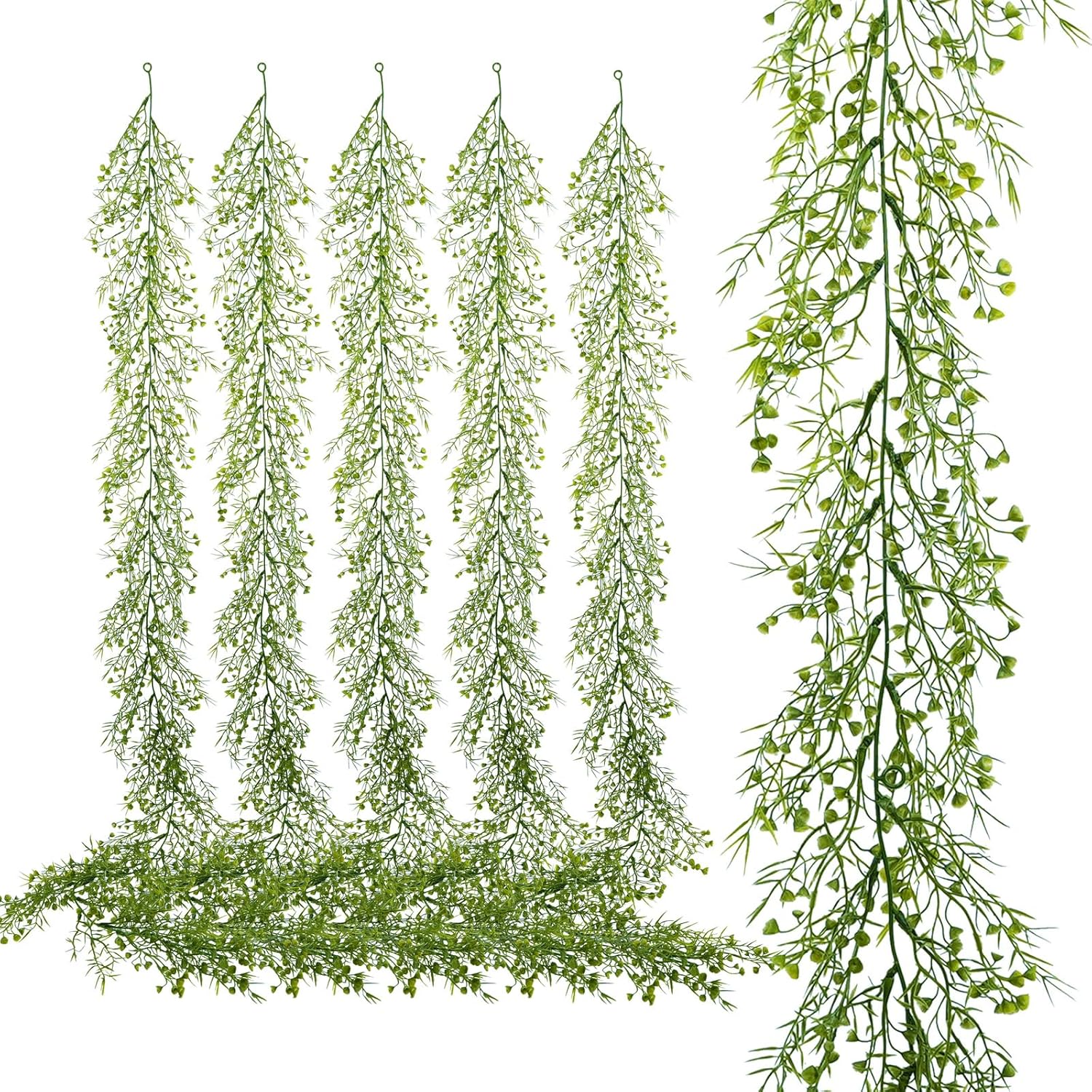 6 Pack 5.57ft Artificial Greenery Garland, Leaf Garland for Room Decor, Garlands for Decoration, Fake Vines Hanging Plants for Home Bedroom Garden Wall Wedding Decor-040