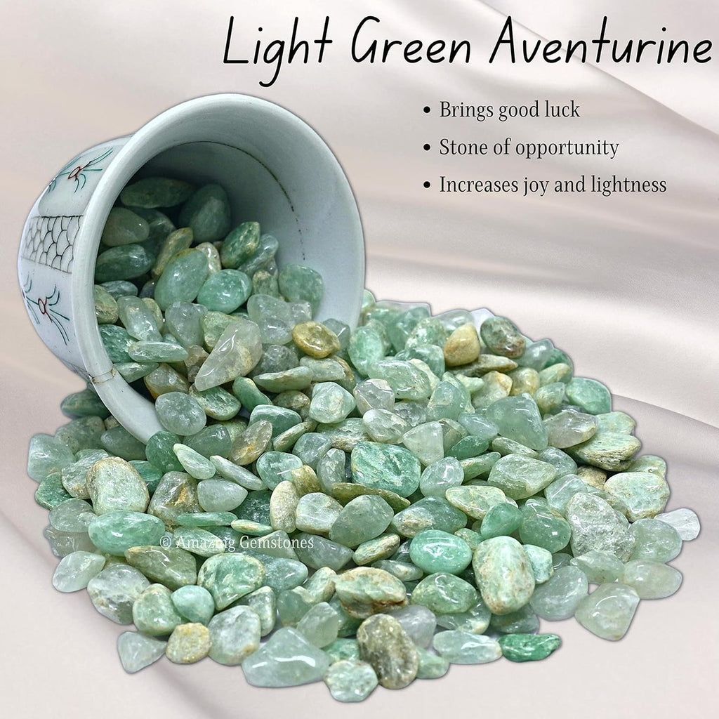 Amazing Gemstone Light Green Aventurine Crystal Chips Aquarium Gravel Rocks - Green Aventurine Chips Bulk Fish Tank Gravel, Small Tumbled Stone Chips and Tiny Crystals for Decoration