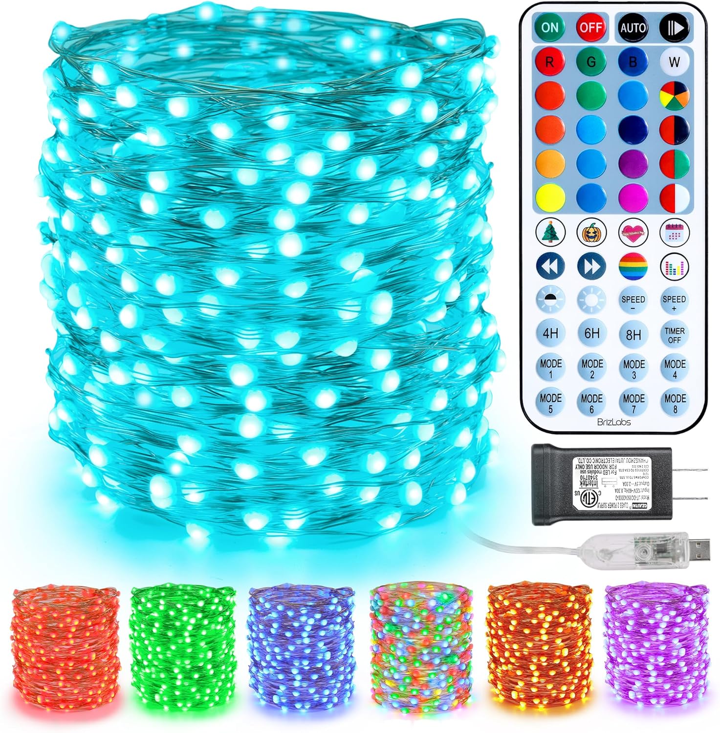 BrizLabs Color Changing Fairy Lights, 66ft 200 LED Rainbow Christmas Fairy Lights with Remote, RGB Xmas Tree Light with Timer, Dimmable Twinkle Light Music Sync for Indoor Xmas Halloween Easter Party