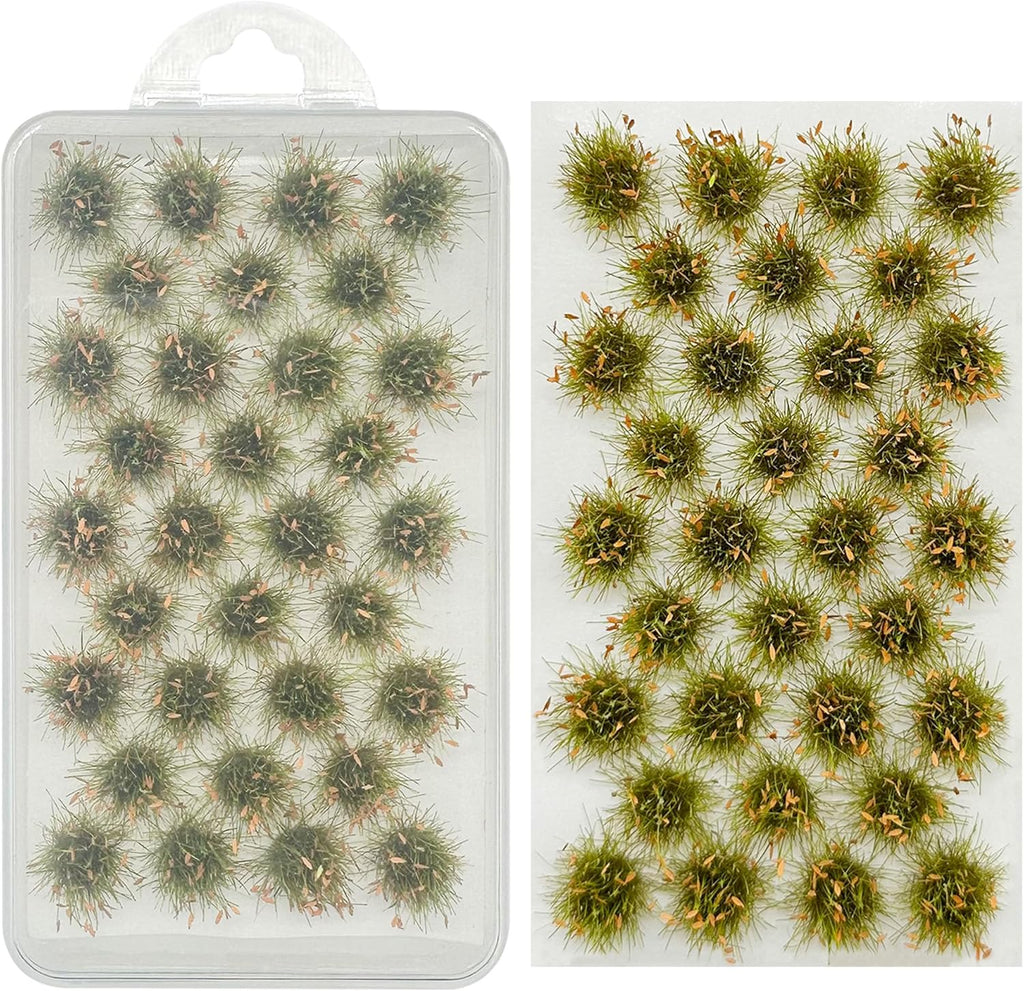 Woohome 32 PCS Miniature Grass Cluster, Orange Static Grass Tuft Model Vegetation Groups Static Grass Tufts for DIY Model Train Landscape Railroad Scenery Grass Tufts Flower, Style 9