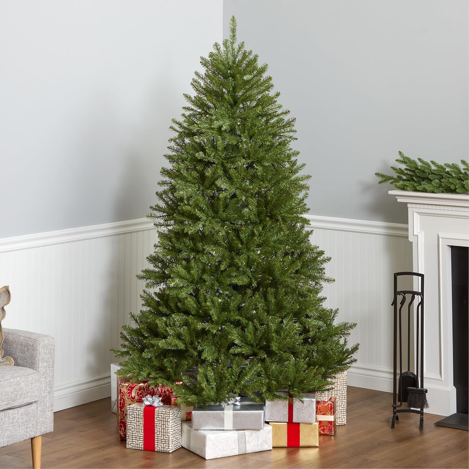 National Tree Company 6.5 ft Unlit Dunhill Fir Full Artificial Christmas Tree, 1,838 Tips, Includes Stand, Green