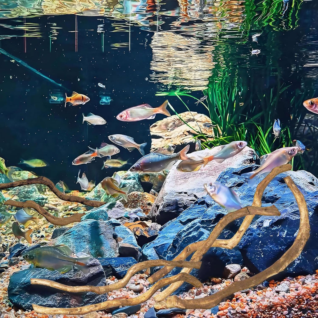 Hamiledyi Natural Driftwood for Aquarium Decor - Red Moor Wood 10"-15" Long Assorted Shapes (400g) Safe Branches for Fish Tank & Reptile Habitat - Natural Aquarium Wood Decorations (Medium Branches)