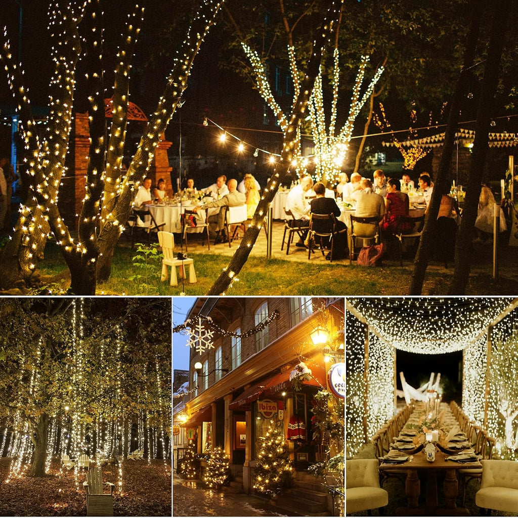 Battery Operated Fairy Lights With Remote - 200 LED Christmas Twinkle Lights With Timer, 16Ft Green Wire, Waterproof String Light for Bedroom, Garland, Outdoor Tree, Wreath - Battery Power